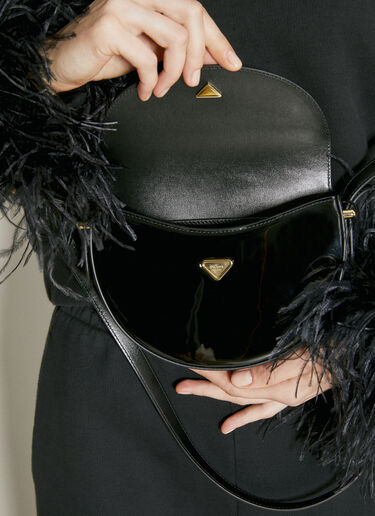 Prada Patent Leather Shoulder Bag Black pra0255013