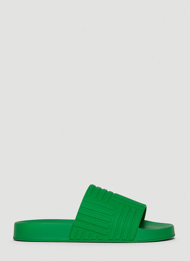 Bottega Veneta Embossed Rubber Slides Green bov0248044