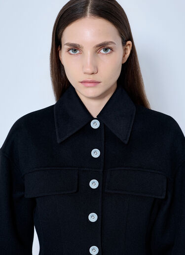 LN-CC® - Sportmax: Structured Button-Down Jacket - Black Sportmax Structured Button-Down Jacket Black spx0265011