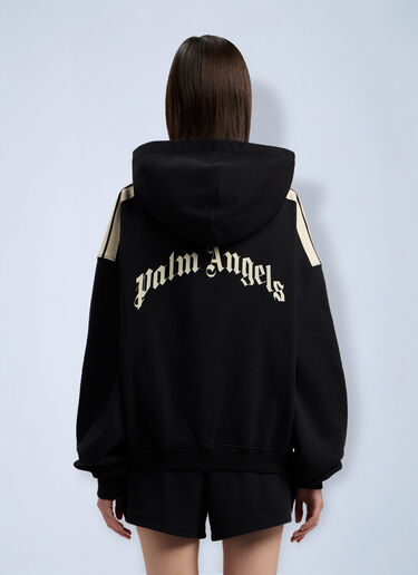 Palm Angels Curved Logo Loose Crop Hoodie Black pma0264186