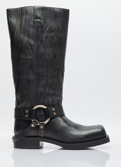 Acne Studios Buckle Leather High Boots Burgundy acn0254009