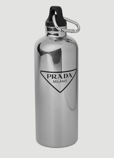 Prada Logo Print Insulated Water Bottle Silver pra0351029