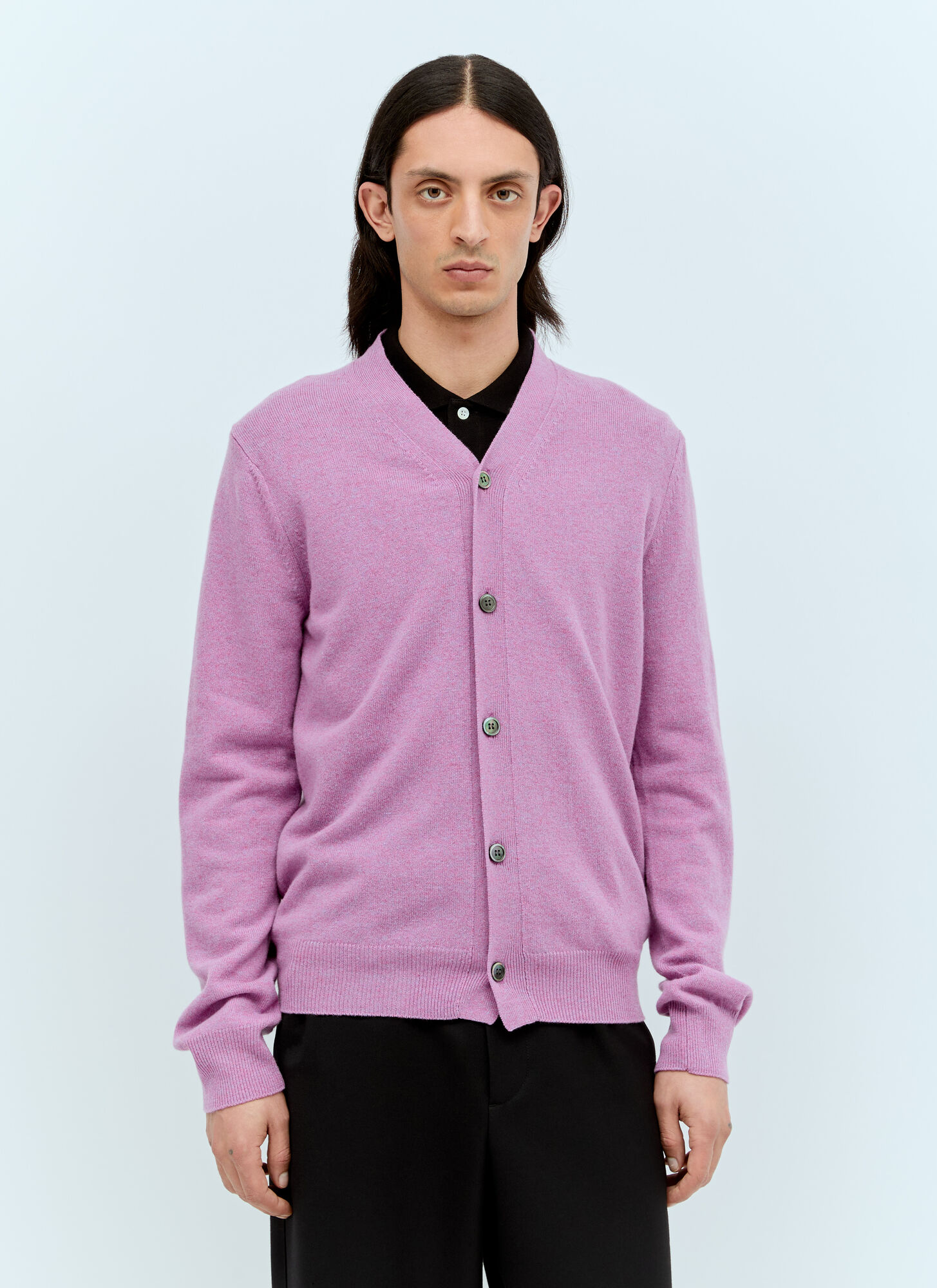 Shop Comme Des Garçons Play Wool Knit Cardigan In Purple