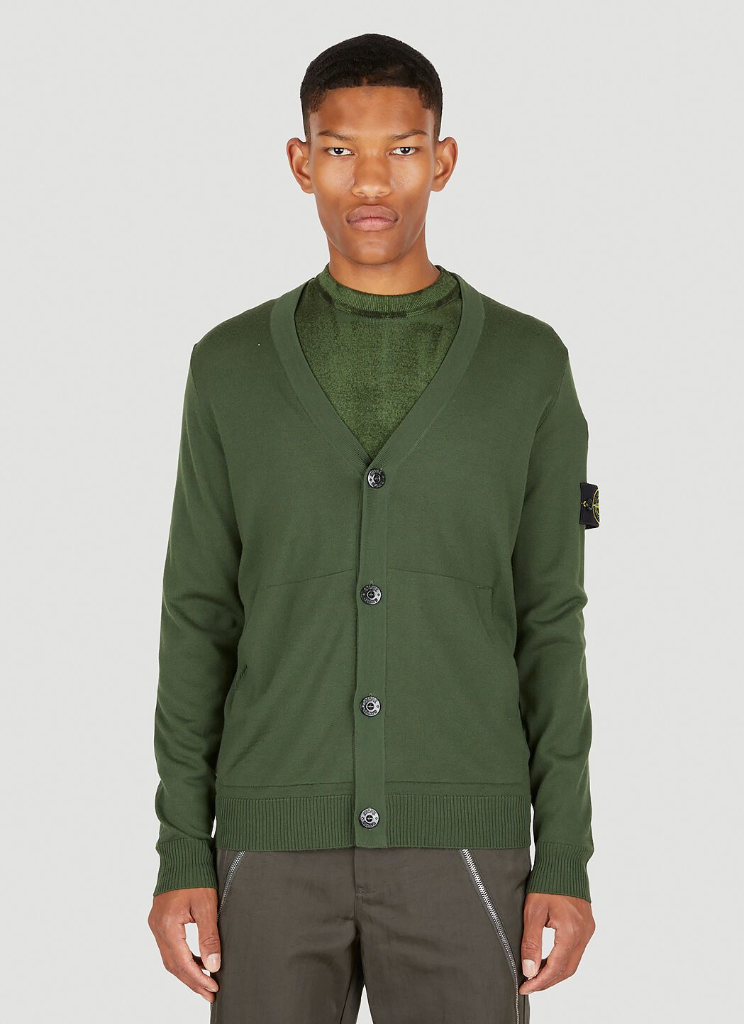 Stone Island Men s Compass Patch Cardigan in Green LN CC