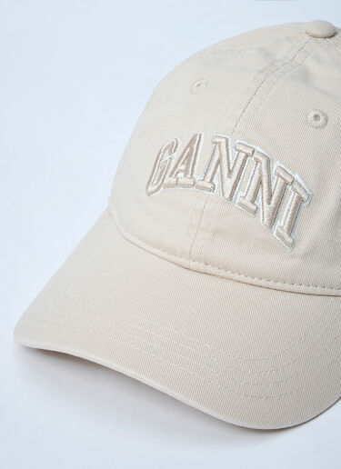 GANNI Logo Motif Baseball Cap Beige gan0261041