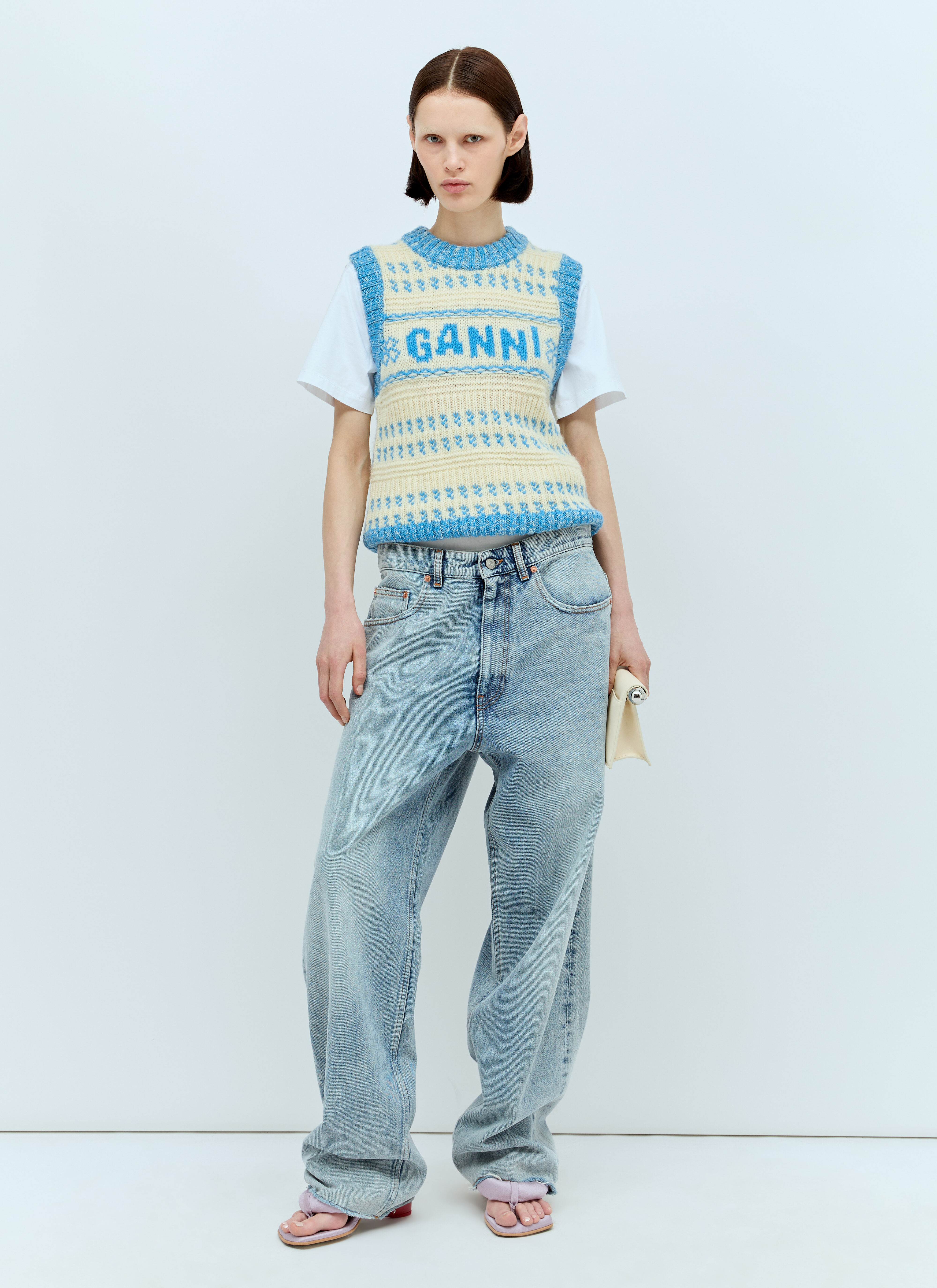 GANNI Women's' Graphic O-Neck Vest in Blue | LN-CC®