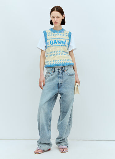 GANNI Graphic O-Neck Vest Blue gan0256001