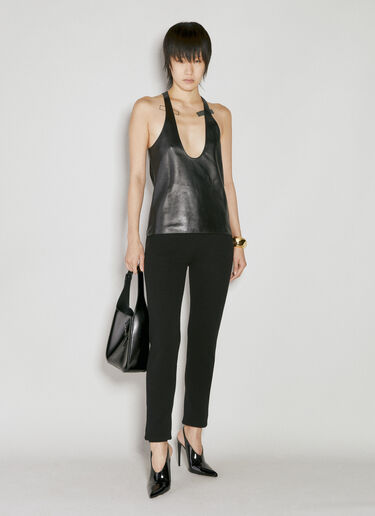 Saint Laurent Leather Tank Top Black sla0254022