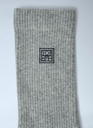 Signature Monogram Cotton Socks TOTEME Signature Monogram Cotton Socks Light Grey tot0263092