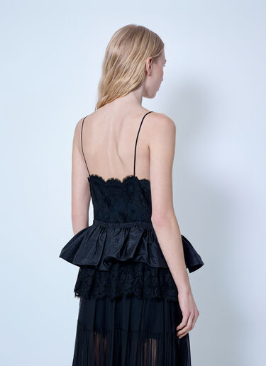LN-CC® - Chloé: Thin-Strap Ruffle Top In Technical Taffeta & Lace - Black Chloé Thin-Strap Ruffle Top In Technical Taffeta & Lace Black chl0265011