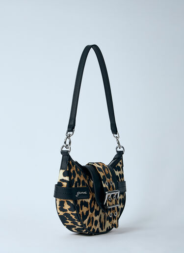 GANNI Small Leopard Bucky Crossbody Bag Brown gan0260028