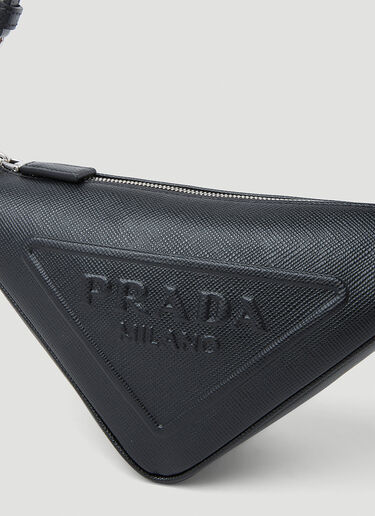 Prada Embossed Triangle Crossbody Bag Black pra0152096