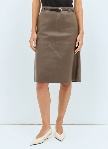 TOTEME Double Leather Skirt Brown tot0258002