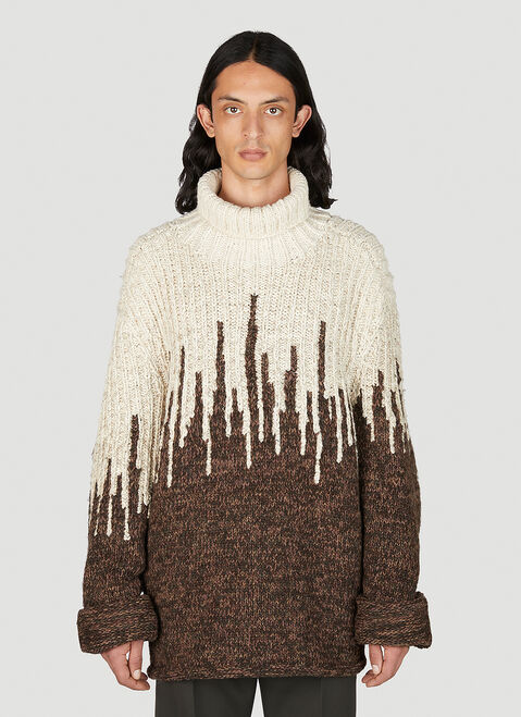 Bottega Veneta Graphic Wool Knit Turtleneck Sweater Black bov0142013