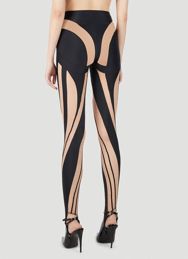 Mugler Contrast Cut Out Panel Leggings Black mug0251051