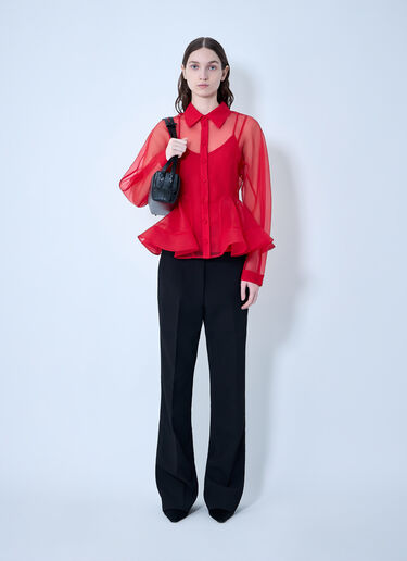 Textured Organza Peplum Shirt GANNI Textured Organza Peplum Shirt Red gan0263020