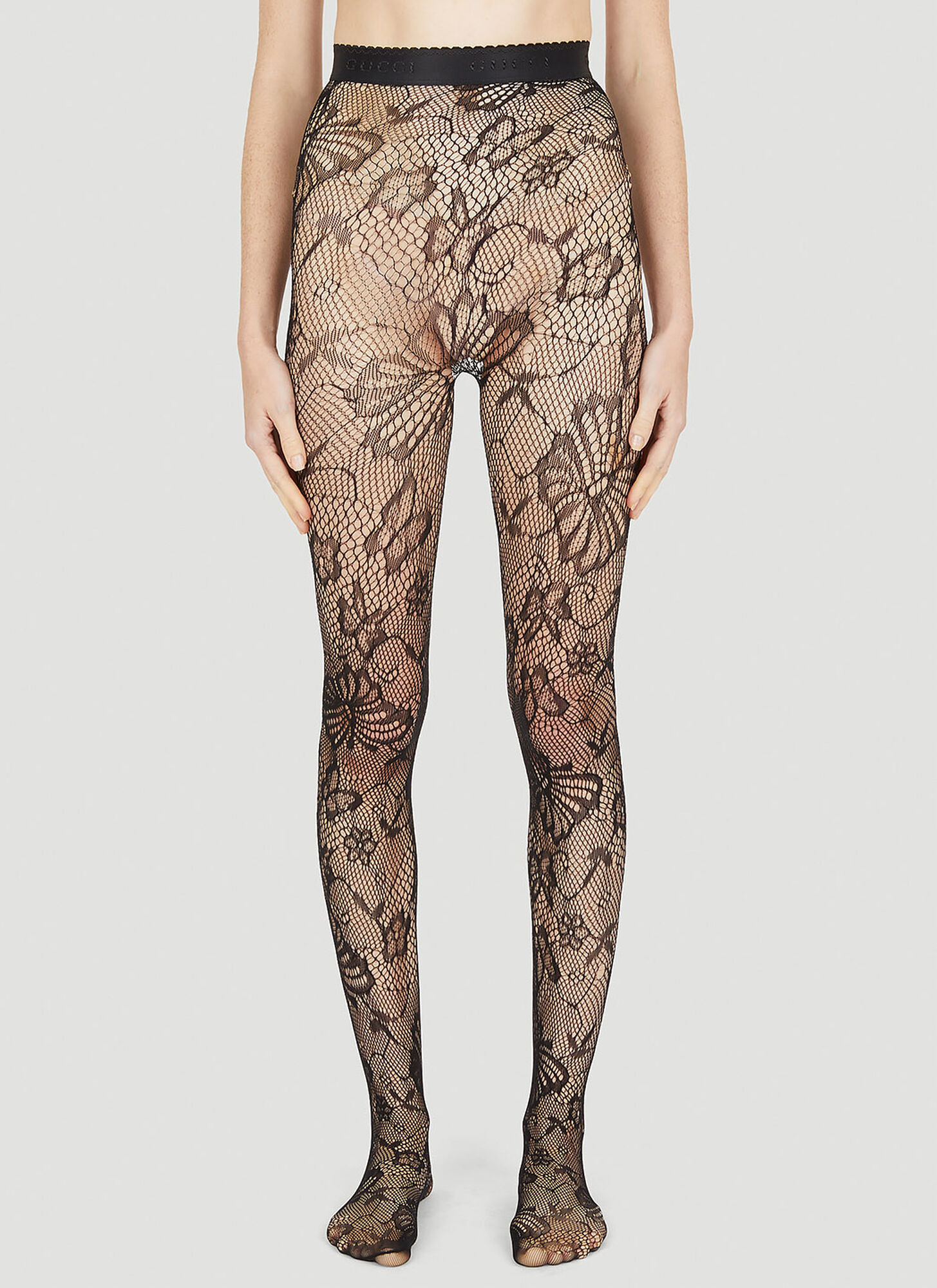 Gucci Butterfly Motif Tights In Black