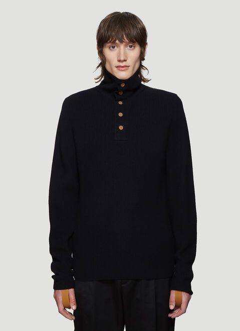 Helmut Lang Buttoned Sweater Dark Blue hlm0151005
