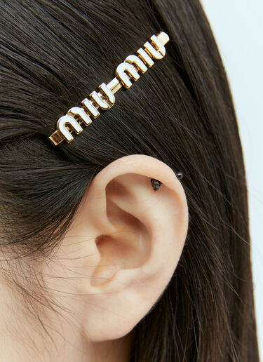 로고 플라크 헤어 클립 Miu Miu 로고 플라크 헤어 클립 골드 miu0255023