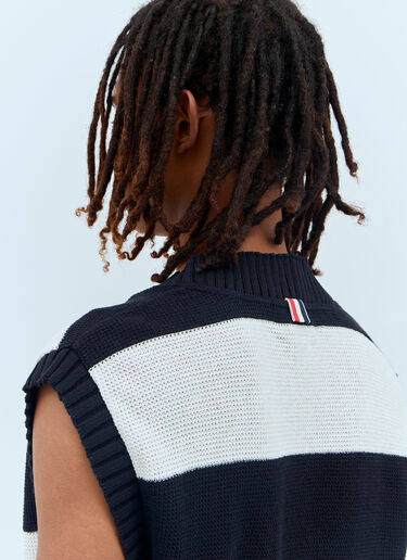 Thom Browne 오버사이즈 V-넥 베스트 네이비 thb0156004