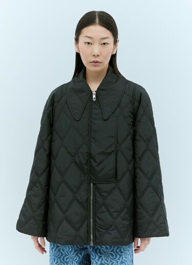 GANNI Ripstop Quilted Jacket Black gan0255015