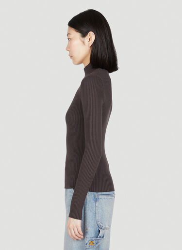 Logo Embroidery High Neck Sweater Courrèges Logo Embroidery High Neck Sweater Brown cou0253044