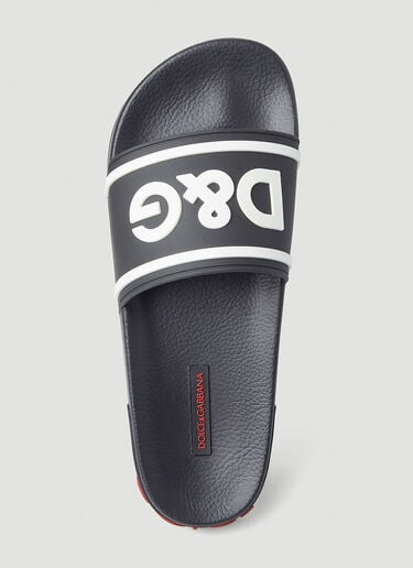 Dolce & Gabbana Logo Embossed Slides Black dol0245035