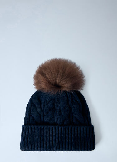 LN-CC® - Moncler Grenoble: Cable Knit Pom-Pom Beanie - Navy Moncler Grenoble Cable Knit Pom-Pom Beanie Navy mog0265022