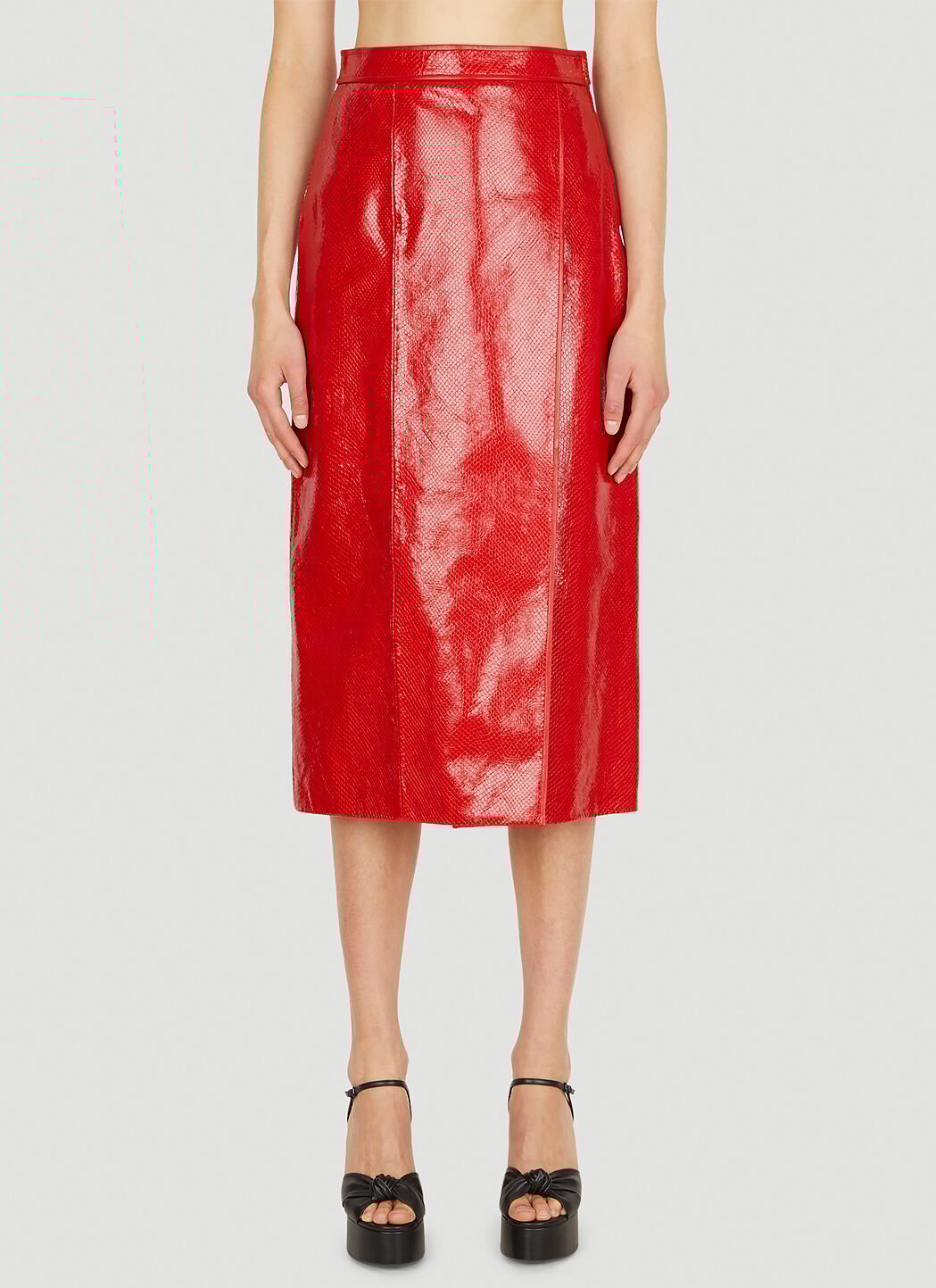Red snakeskin leather skirt store