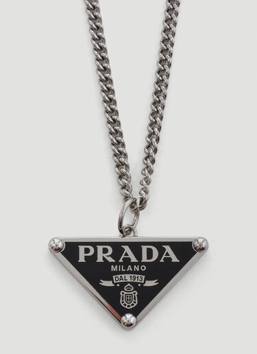 Prada 트라이앵글 로고 네크리스 블랙 pra0149112