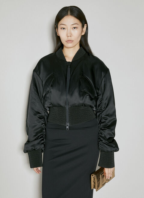 Gucci Short Duchesse Bomber Jacket Blue guc0255035
