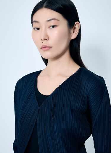 Pleats Please Issey Miyake Pleated Cardigan Blue plp0259018