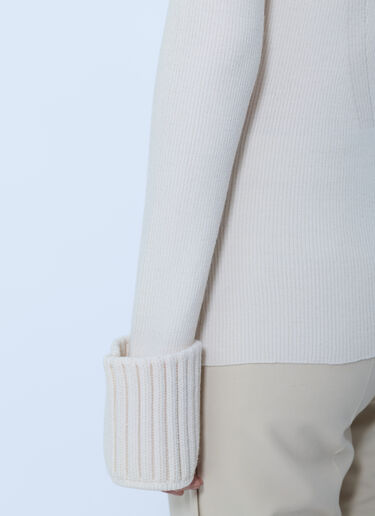 LN-CC® - Sportmax: Ribbed Knit Sweater - White Sportmax Ribbed Knit Sweater White spx0266207