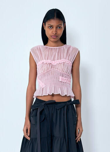 Cecilie Bahnsen Sheer Ruffle Blouse Pink cec0263010