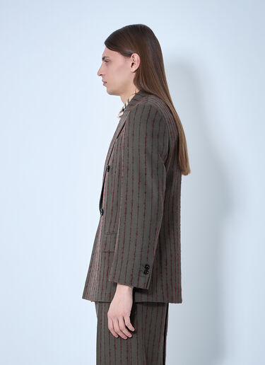 Burberry Striped Wool Tailored Blazer Dark Brown bur0159015