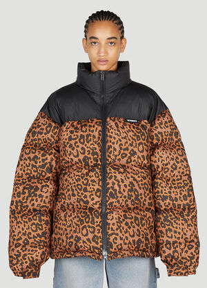 Vetements Leopard Print Puffer Jacket Black vet0356003