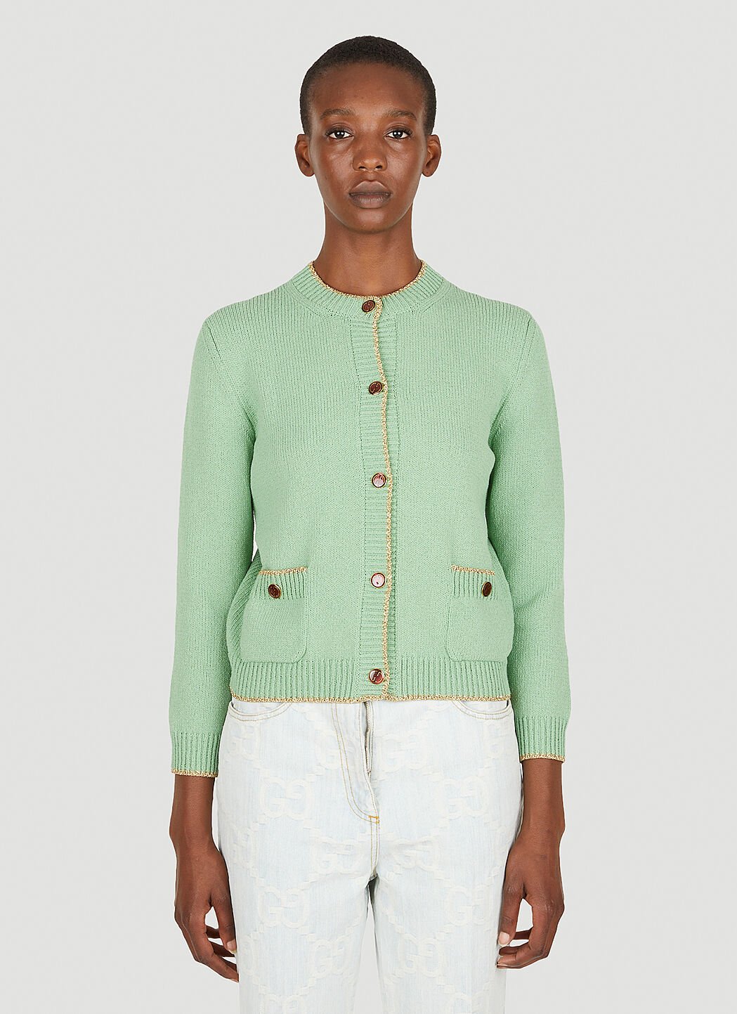 Green cardigan on sale button up