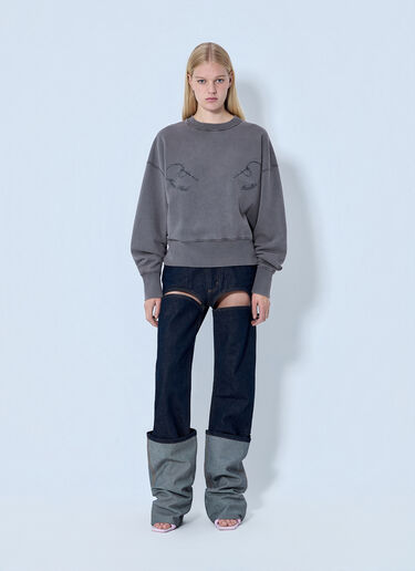 Jean Paul Gaultier Fleece Embroidered Sweatshirt Grey jpg0264021