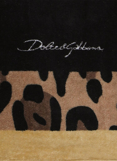 Dolce & Gabbana Casa Leopardo Beach Towel Black wps0691223