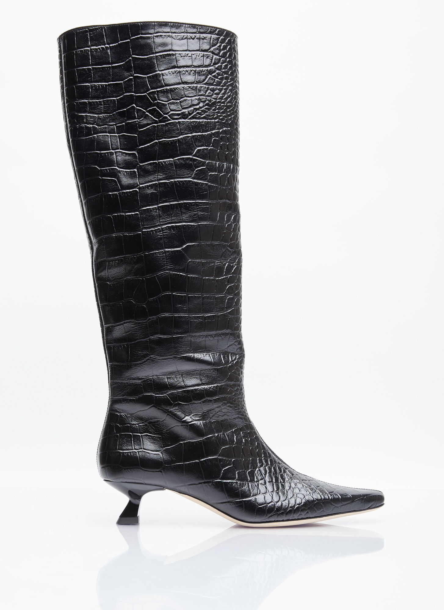 Shop Rejina Pyo Pillar Snake-embossed Leather Boots In Black