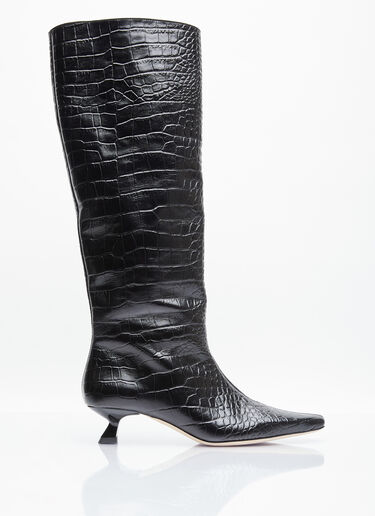 Rejina Pyo Pillar Snake-Embossed Leather Boots Black rej0253012