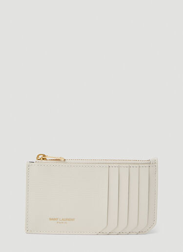 Saint Laurent Painted Zip Top Card Holder White sla0251066