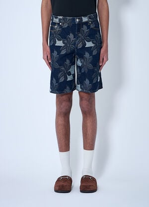 Gucci Denim Jacquard Shorts Blue guc0159043