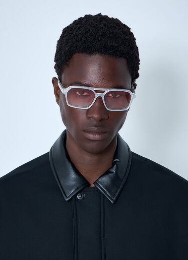 Retrosuperfuture x MM6 Transparent Frame Square Sunglasses Pink rmm0364006