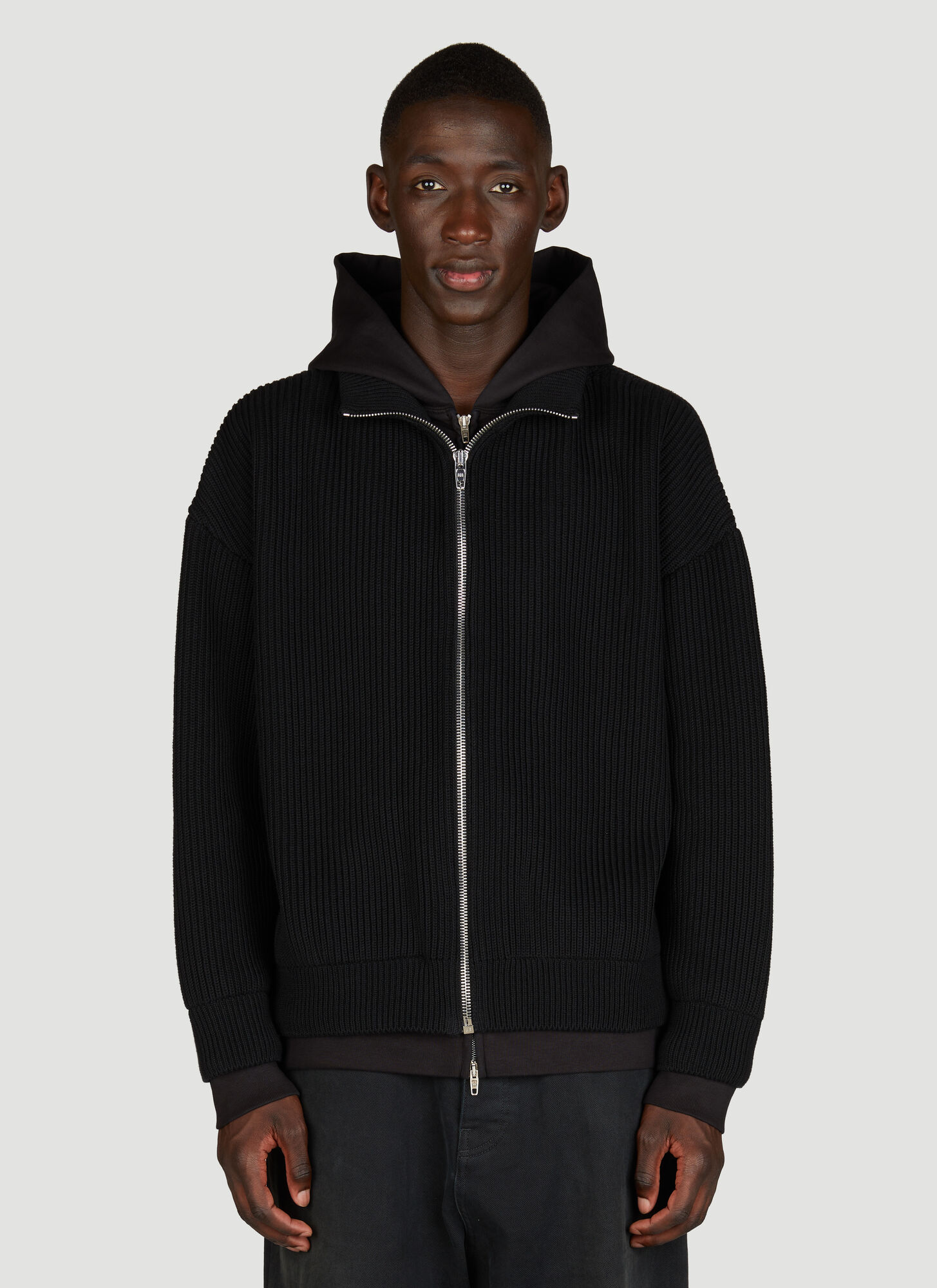 Shop Balenciaga Unity Sports Icon Layered Zip-up Hooded Sweatshirt In Black