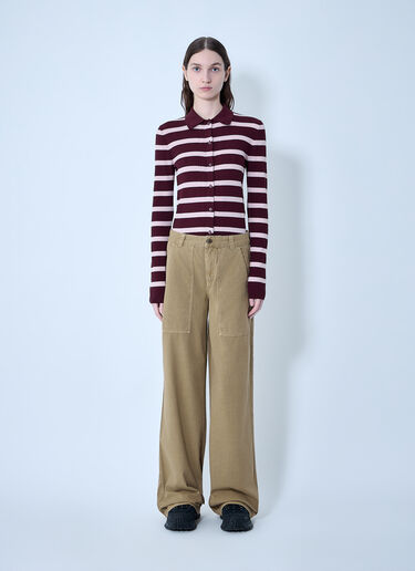 Moncler Ribbed Knit Striped Cardigan Pink mon0264032