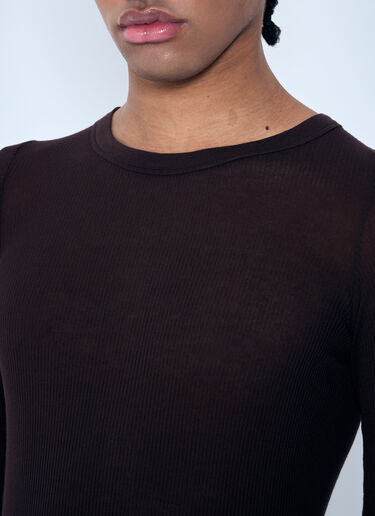 Rick Owens Rib Long Sleeve T-Shirt Brown ric0159016