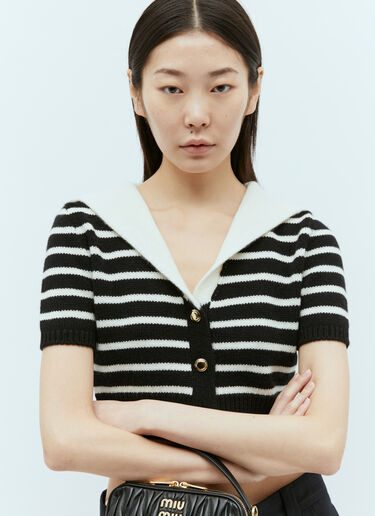 Miu Miu Cashmere Striped Top Black miu0256010