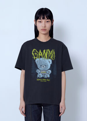 GANNI Heavy Cotton Forest Teddy Jersey Black gan0266023