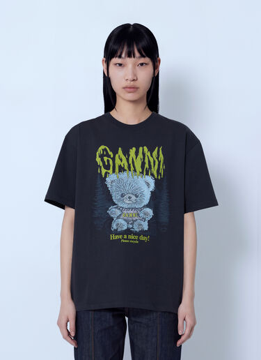 LN-CC® - GANNI: Heavy Cotton Forest Teddy Jersey - Black GANNI Heavy Cotton Forest Teddy Jersey Black gan0266023